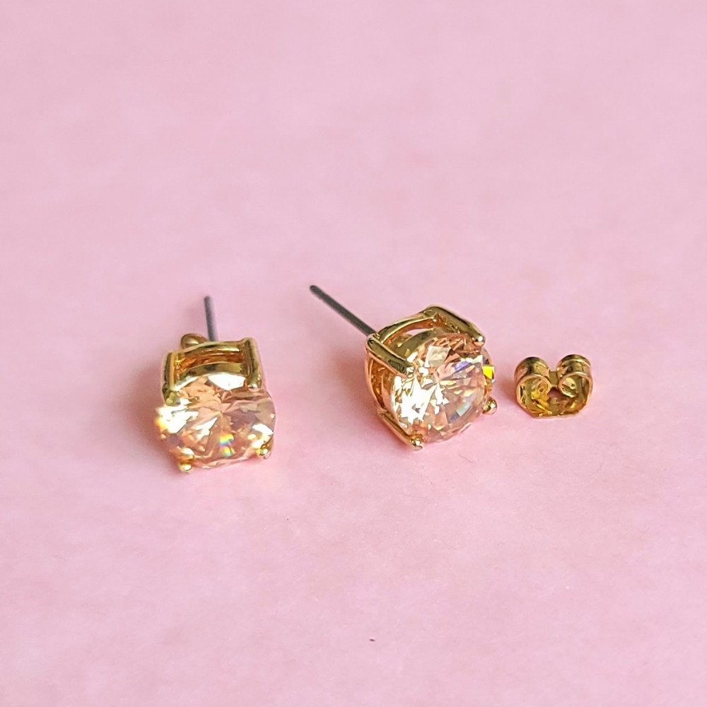 THE Limited Classic Stud Earrings, Cubic Zirconia, Yellow Color